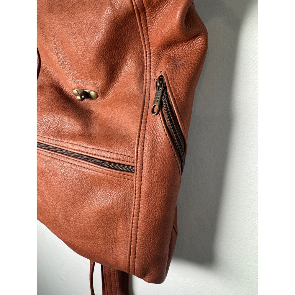 Vintage Argentina Leather Backpack Womens Small Brown Excellent Sling Bag - Picture 8 of 9